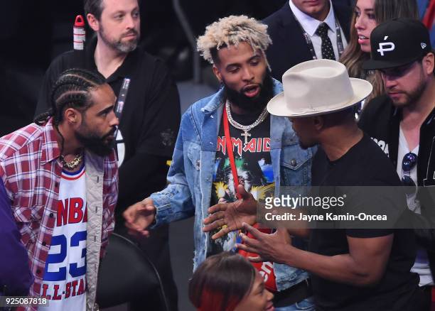 Player Odell Beckham Jr. And actor Jamie Foxx attend the NBA All-Star Game 2018 at Staples Center on February 18, 2018 in Los Angeles, California