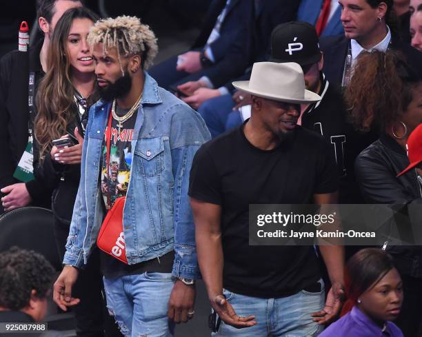 Player Odell Beckham Jr. And actor Jamie Foxx attend the NBA All-Star Game 2018 at Staples Center on February 18, 2018 in Los Angeles, California