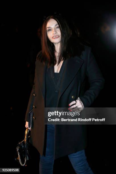 Beatrice Dalle attends the Saint Laurent show as part of the Paris Fashion Week Womenswear Fall/Winter 2018/2019 on February 27, 2018 in Paris,...