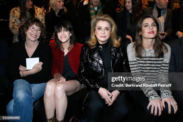 Jane Birkin, her daughter Charlotte Gainsbourg, Catherine Deneuve and Charlotte Casiraghi attend the Saint Laurent show as part of the Paris Fashion...