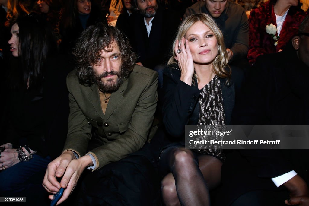 Vincent Gallo and Kate Moss attend the Saint Laurent show as part of ...