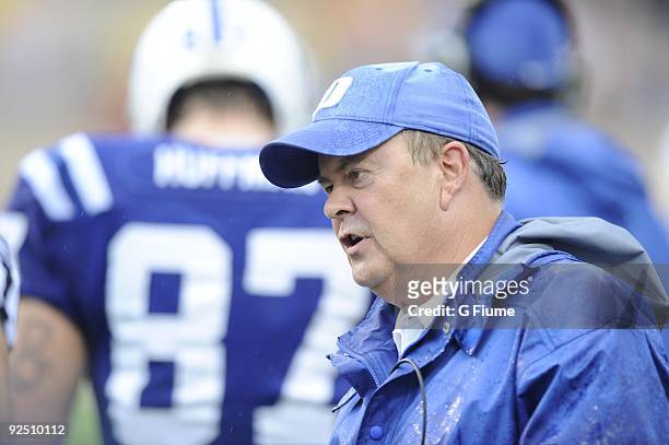 Head coach David Cutcliffe of the Duke Blue Devils watches the game against the Maryland Terrapins at Wallace Wade Stadium on October 24, 2009 in...