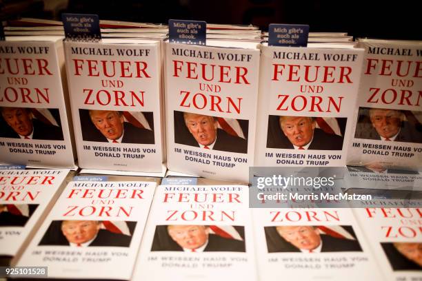 The German edition of "Fire and Fury: Inside the Trump White House," by author Michael Wolff is seen during an event of the German newspaper Die...