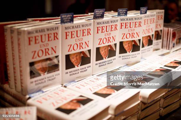 The German edition of "Fire and Fury: Inside the Trump White House," by author Michael Wolff is seen during an event of the German newspaper Die...