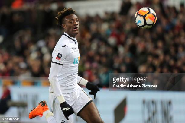 Tammy Abraham of Swansea City in action during The Emirates FA Cup Fifth Round Replay match between Swansea City and Sheffield Wednesday at the...