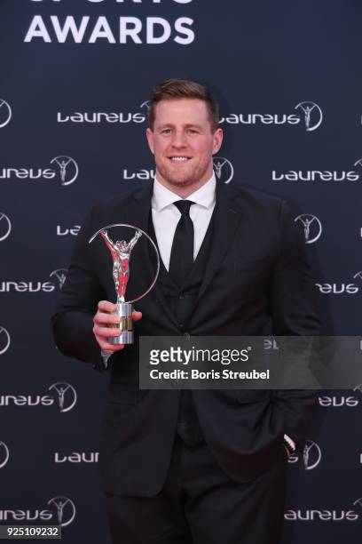 Watt holds their award for Sporting Inspiration at Salle des Etoiles, Sporting Monte-Carlo on February 27, 2018 in Monaco, Monaco.
