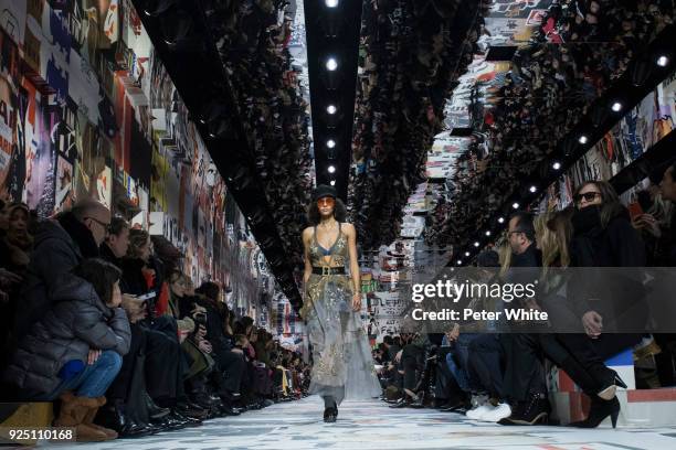 The model Binx Walton walks the runway during the Christian Dior show as part of the Paris Fashion Week Womenswear Fall/Winter 2018/2019 on February...