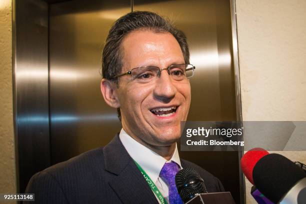 Kenneth Smith, Mexico's chief technical negotiator, speaks to members of the press during the seventh round of North American Free Trade Agreement...