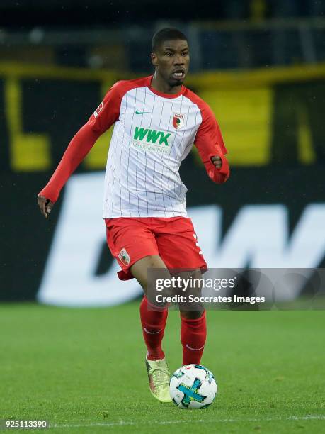 Kevin Danso of FC Augsburg during the German Bundesliga match between Borussia Dortmund v FC Augsburg at the Signal Iduna Park on February 26, 2018...