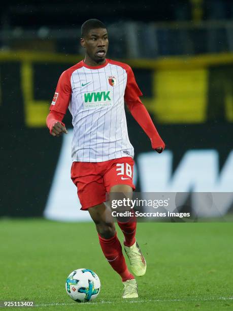 Kevin Danso of FC Augsburg during the German Bundesliga match between Borussia Dortmund v FC Augsburg at the Signal Iduna Park on February 26, 2018...