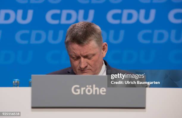 30th Party Congress of the CDU Germany in Berlin. Hermann Groehe, acting Federal Minister of Health, during the party congress.