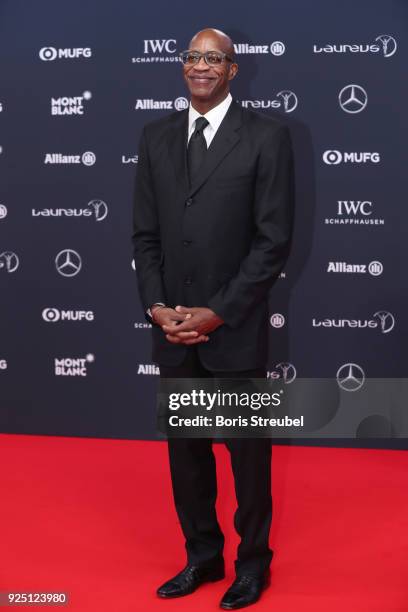 Laureus Academy Member Edwin Moses attends the 2018 Laureus World Sports Awards at Salle des Etoiles, Sporting Monte-Carlo on February 27, 2018 in...