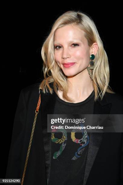 Actress Sylvia Hoeks attends the Saint Laurent show as part of the Paris Fashion Week Womenswear Fall/Winter 2018/2019 on February 27, 2018 in Paris,...