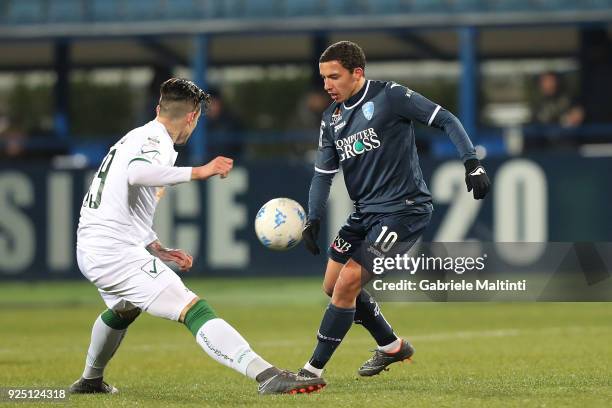 Ismael Bennacer of Empoli FC in action during the serie B during the serie A match between Empoli FC and US Avellino on February 27, 2018 in Empoli,...