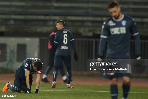 Manuel Pasqual of Empoli FC reacts during the serie B match between Empoli FC and US Avellino on February 27, 2018 in Empoli, Italy.