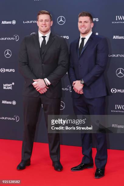 Watt and Derek Watt attend the 2018 Laureus World Sports Awards at Salle des Etoiles, Sporting Monte-Carlo on February 27, 2018 in Monaco, Monaco.