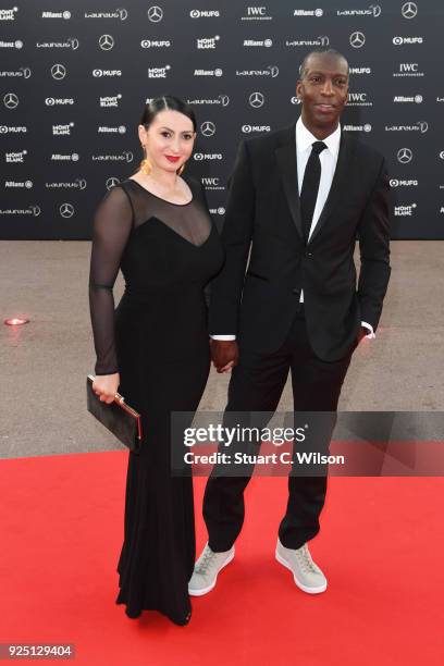 Laureus Academy Member Michael Johnson and Armine Shamiryan attend the 2018 Laureus World Sports Awards at Salle des Etoiles, Sporting Monte-Carlo on...