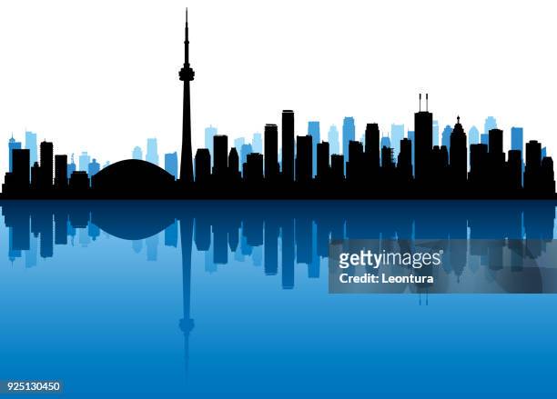 toronto (all buildings are complete and moveable) - urban skyline stock illustrations