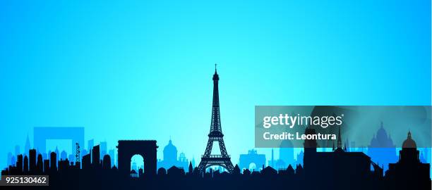 paris (all buildings are complete and moveable) - eiffel tower at night stock illustrations