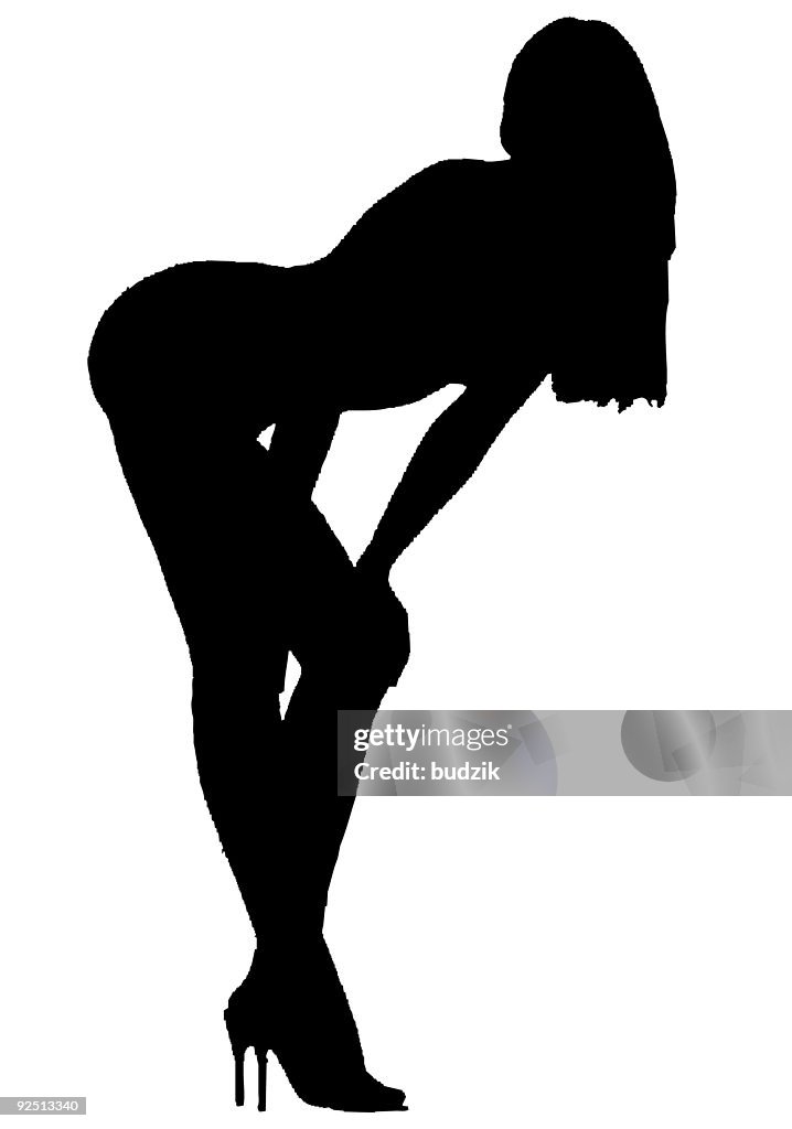 Beautiful girl with high-heels silhouette - vector