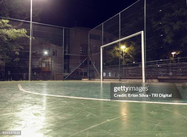 soccer ball court - urban football pitch stock pictures, royalty-free photos & images