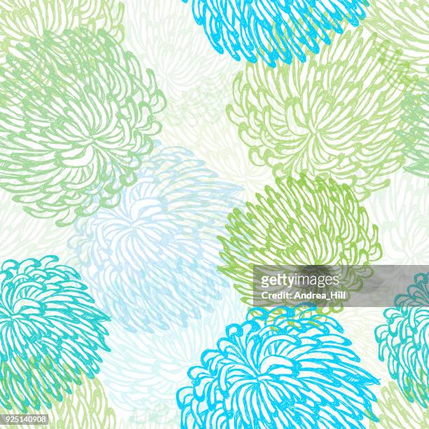 fuji mum, dalhia, flower seamless vector pattern - ink drawing with watercolor texture - remembrance day canada stock illustrations
