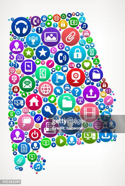 alabama internet communication technology vector icon pattern - mobile alabama stock illustrations