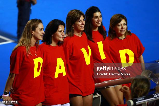 Fans of David Ferrer pose during the match between David Ferrer of Spain and Andrey Rublev of Russia as part of the Telcel Mexican Open 2018 at...