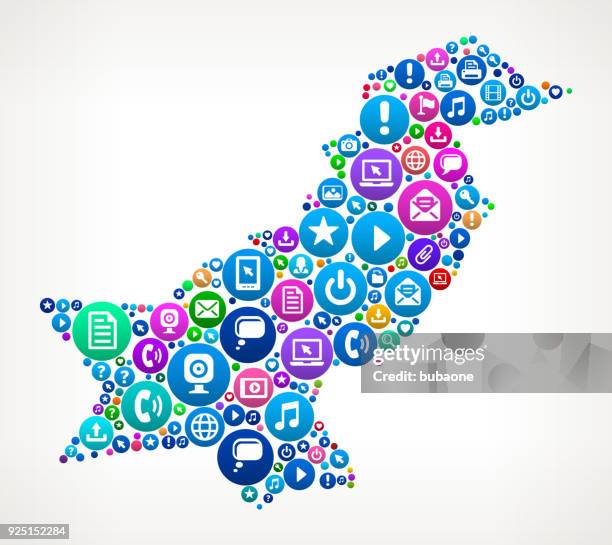 pakistan internet communication technology vector icon pattern - pakistan people stock illustrations