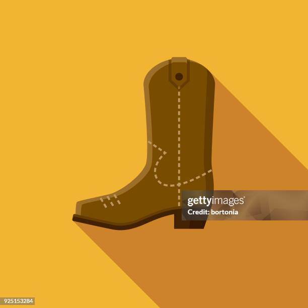 cowboy boot flat design usa icon with side shadow - cowboy boot stock illustrations