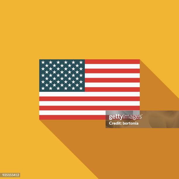 american flag flat design usa icon with side shadow - american flag icon vector stock illustrations