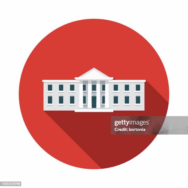 white house flat design usa icon with side shadow - white house icon stock illustrations