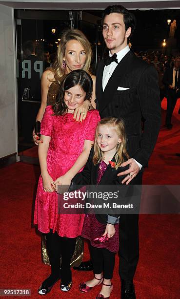 Sam Taylor-Wood, Aaron Johnson, Anjelica Jopling and Abby Greenhart arrive at the premiere of 'Nowhere Boy' during the closing night gala of the...