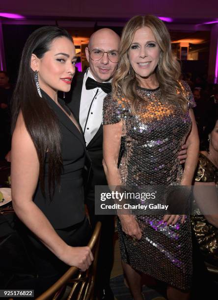Natalie Martinez, Pitbull and honorary chair Rita Wilson attend WCRF's "An Unforgettable Evening" Presented by Saks Fifth Avenue on February 27, 2018...