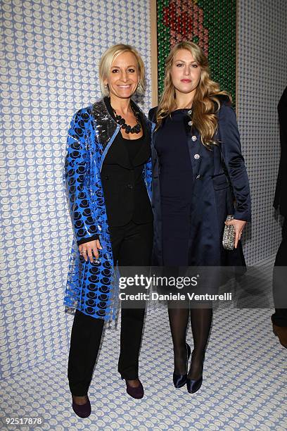 Sarah Cosulich and Barbara Berlusconi attend the Thomas Bayrle preview at the Cardi Black Box Gallery on October 29, 2009 in Milan, Italy.