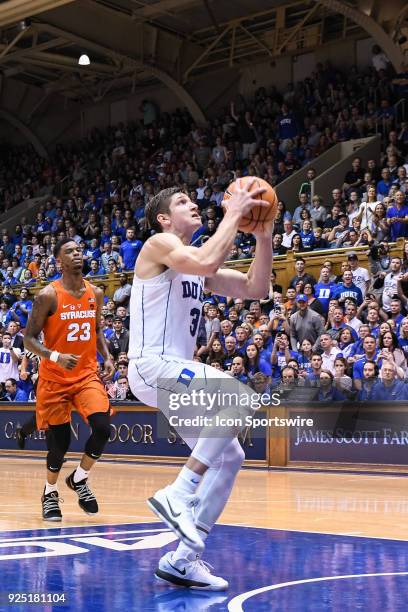 Duke Blue Devils guard Grayson Allen goes in for the layup during the men's college basketball game between the Syracuse Orange and the Duke Blue...