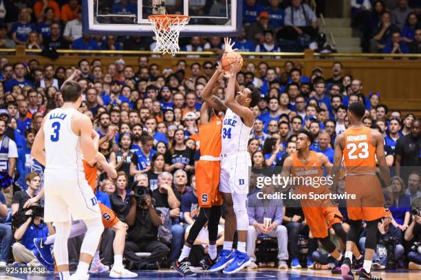 Duke Blue Devils forward Wendell Carter Jr shoots the jump shot during the men's college basketball game between the Syracuse Orange and the Duke...