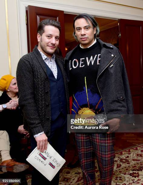 Dustin Lujan and Victor dE Souza attend Jean Shafiroff's anual Cocktail party at a Private Residence on February 27, 2018 in New York City. At...