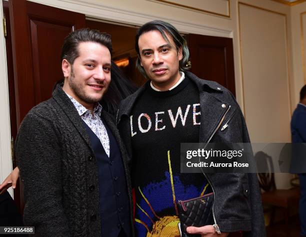 Dustin Lujan and Victor dE Souza attend Jean Shafiroff's anual Cocktail party at a Private Residence on February 27, 2018 in New York City. At...