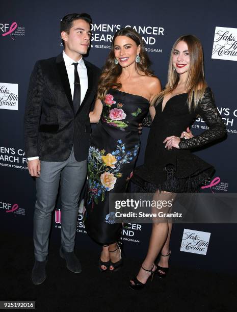 Manolo Gonzalez Vergara, Sofia Vergara and Claudia Vergara arrive at the The Women's Cancer Research Fund's An Unforgettable Evening Benefit Gala at...