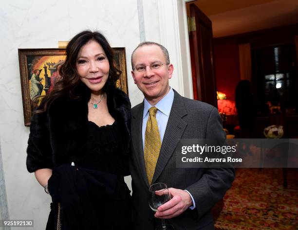 Jane Scher and Dr. David Fox attend Jean Shafiroff's annual Cocktail party at a Private Residence on February 27, 2018 in New York City.