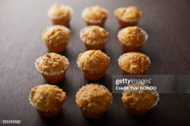 small muffins - apple muffins stock pictures, royalty-free photos & images