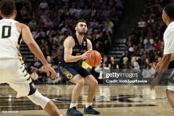 Notre Dame's Matt Farrell gives Notre Dame its first lead with a three-pointer that also put Farrell over 1,000 points for his collegiate career...