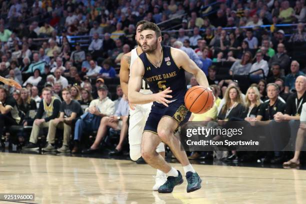 Notre Dame's Matt Farrell during the Wake Forest Demon Deacons game versus the Notre Dame Fighting Irish on February 24 at Lawrence Joel Veterans...