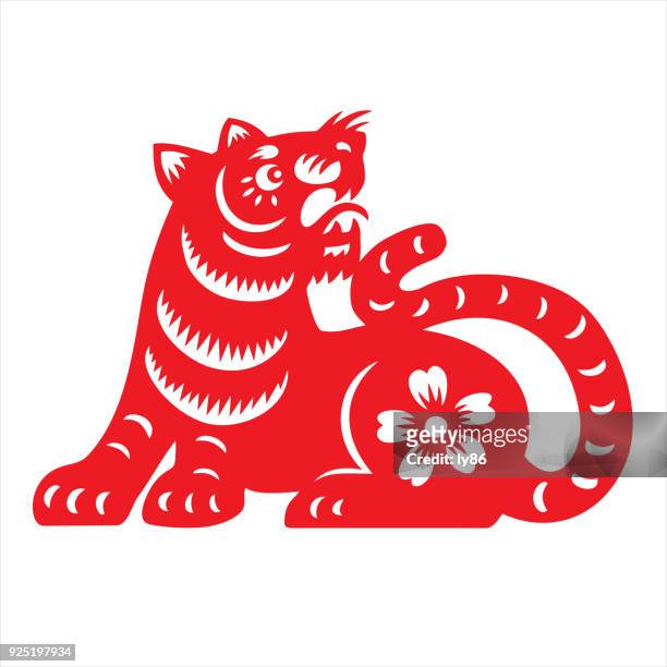 tiger, sternzeichen - indochinese tiger stock-grafiken, -clipart, -cartoons und -symbole
