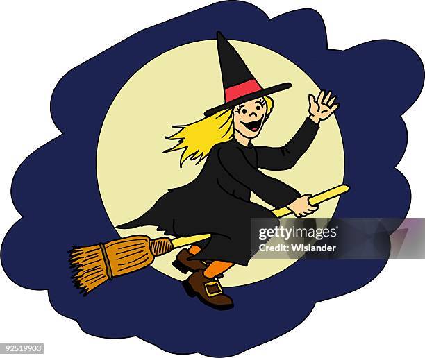 happy witch - getting ready for date stock illustrations