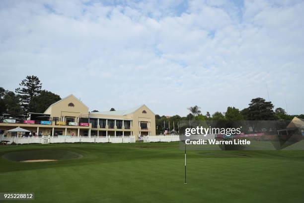 The 18th green is pictured ahead of the Tshwane Open at Pretoria Country Club on February 28, 2018 in Pretoria, South Africa.