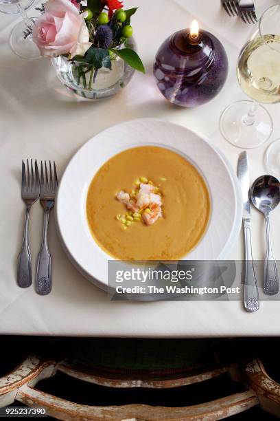 Bisque de Homard at La Ferme photographed in Chevy Chase, MD. .