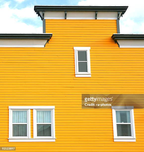 yellow house - houses of alaska stock pictures, royalty-free photos & images