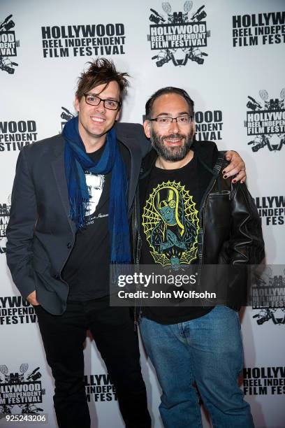 Matthew Currie Holmes and Mike Mendez arrive at Regal Cinemas L.A. Live on February 27, 2018 in Los Angeles, California.